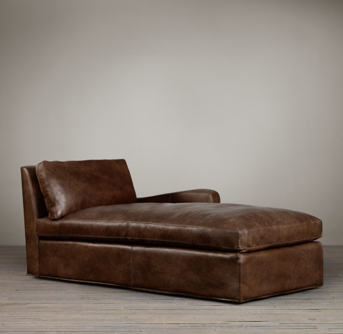 Belgian Slope Arm Leather Right-Arm Chaise