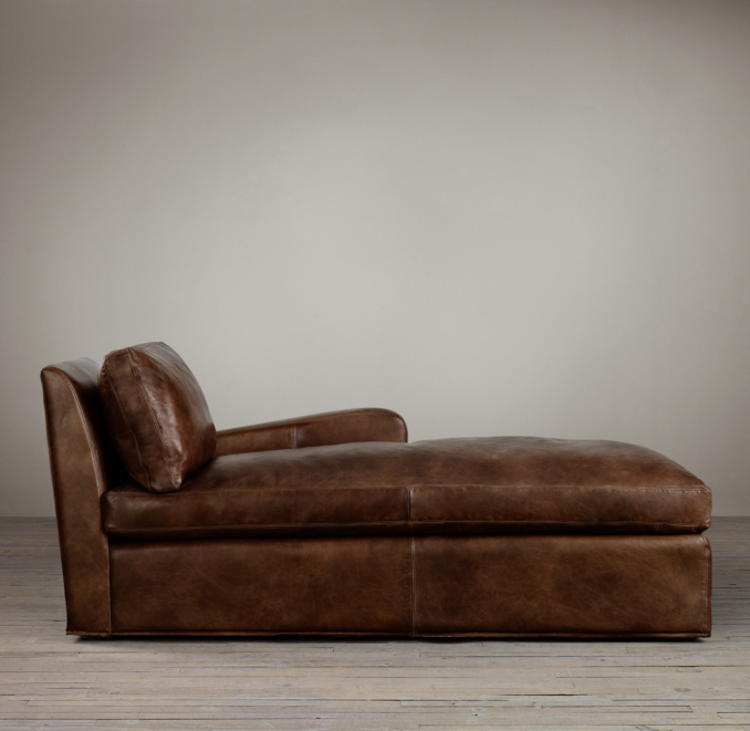 Belgian Slope Arm Leather Right-Arm Chaise