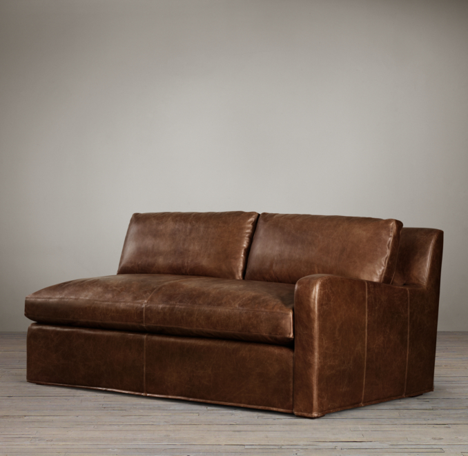 Belgian Slope Arm Leather Right-Arm Sofa