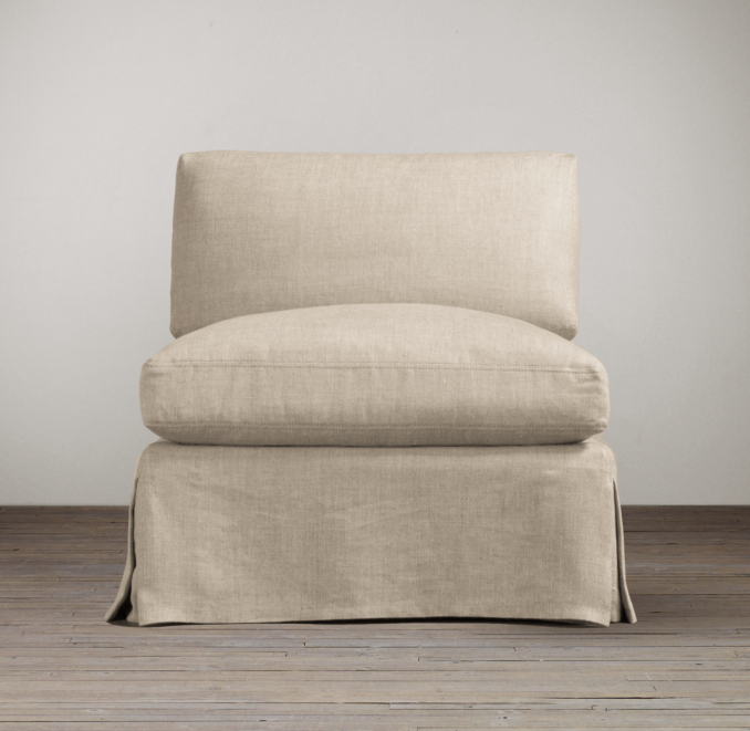 Belgian Slope Arm Slipcovered Armless Chair