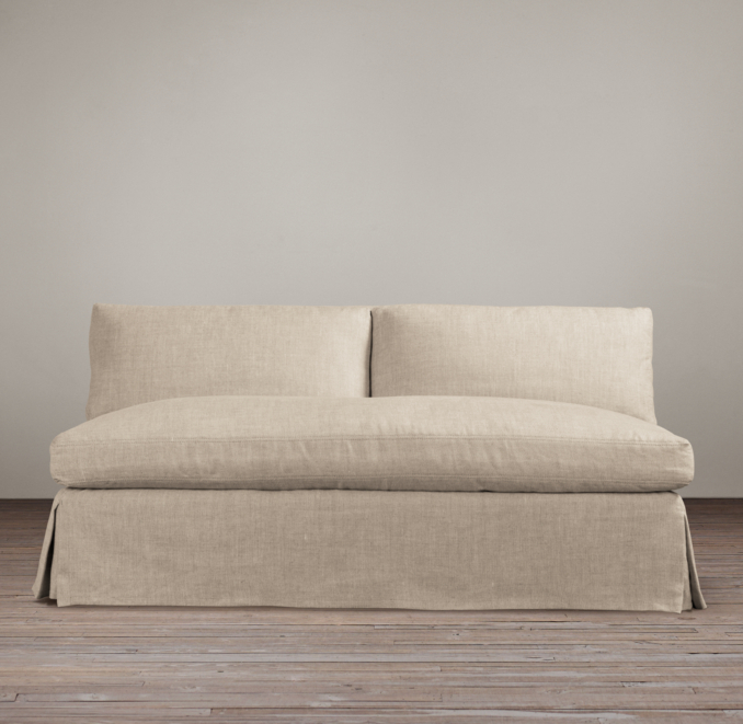 Belgian Slope Arm Slipcovered Armless Sofa