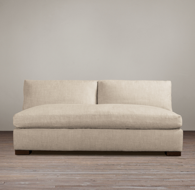 Belgian Slope Arm Upholstered Armless Sofa