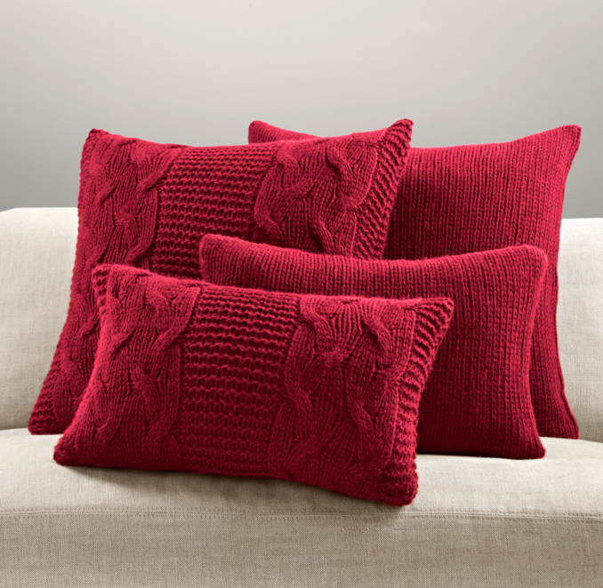 Italian Wool & Alpaca Knit Pillow Cover Collection - Garnet