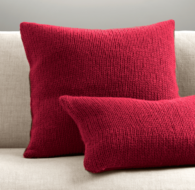 Italian Wool & Alpaca Ribbed Knit Pillow Cover - Garnet