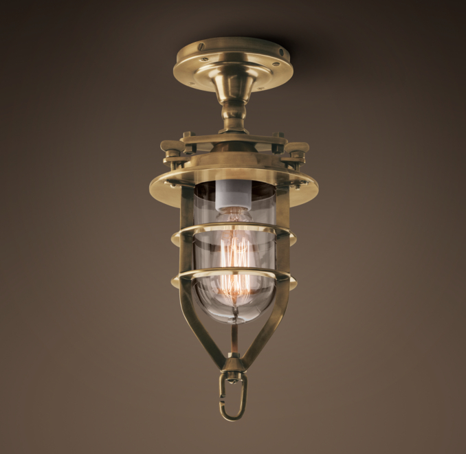 Convoy Flushmount Small Antique Brass