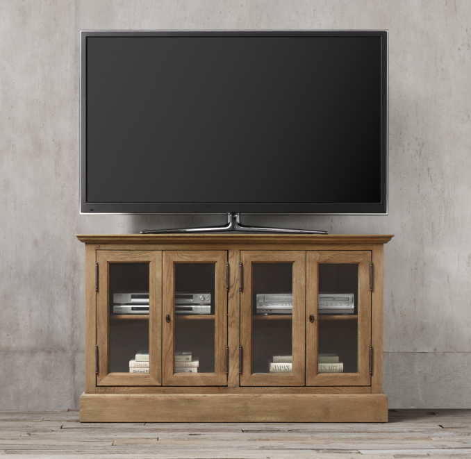 54" French Casement Media Console Glass Doors