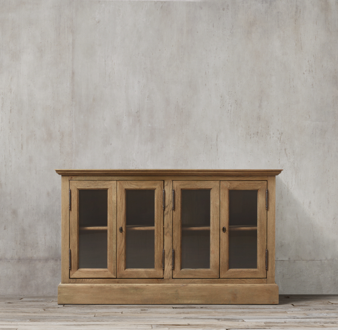 54" French Casement Media Console Glass Doors