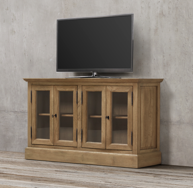 54" French Casement Media Console Glass Doors