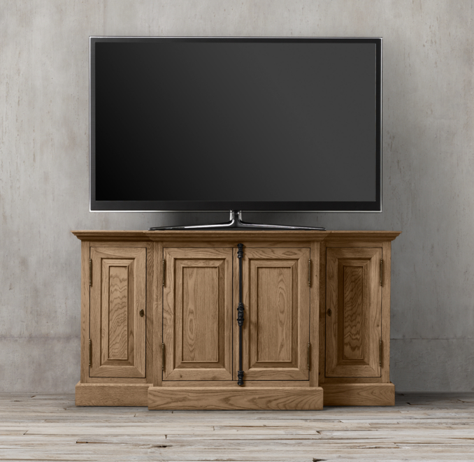 60" French Casement Media Console Solid Doors