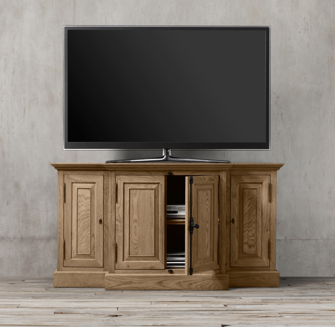 60" French Casement Media Console Solid Doors