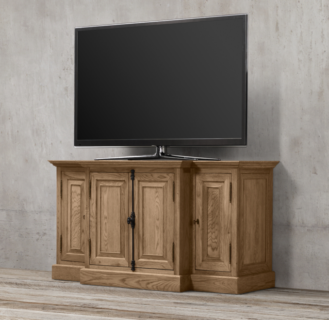 60" French Casement Media Console Solid Doors