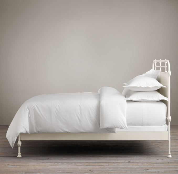 French Académie Iron Bed without Footboard Distressed White
