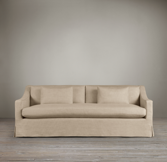 7' Belgian Classic Slope Arm Slipcovered Sofa