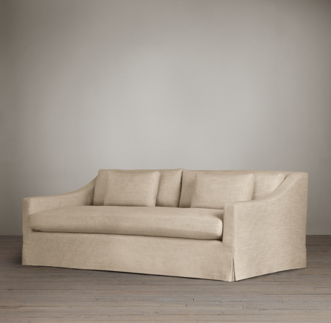 7' Belgian Classic Slope Arm Slipcovered Sofa
