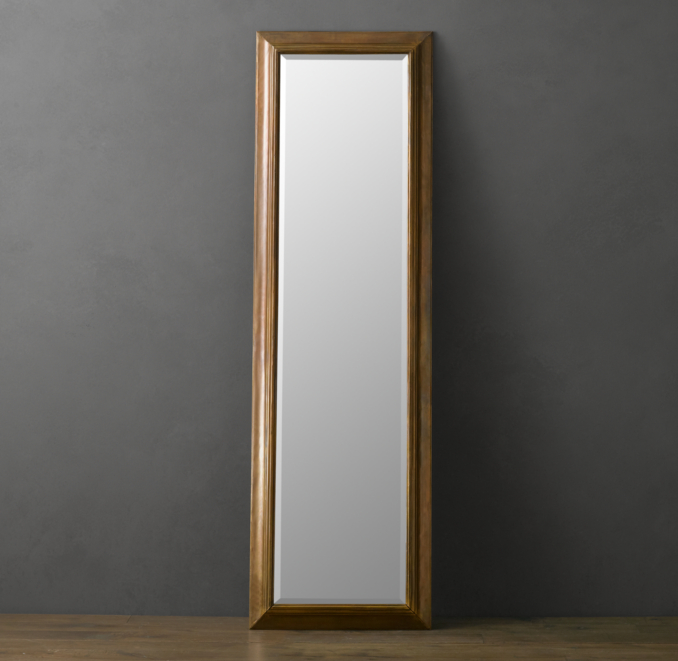 English Aged Brass Leaner Mirror