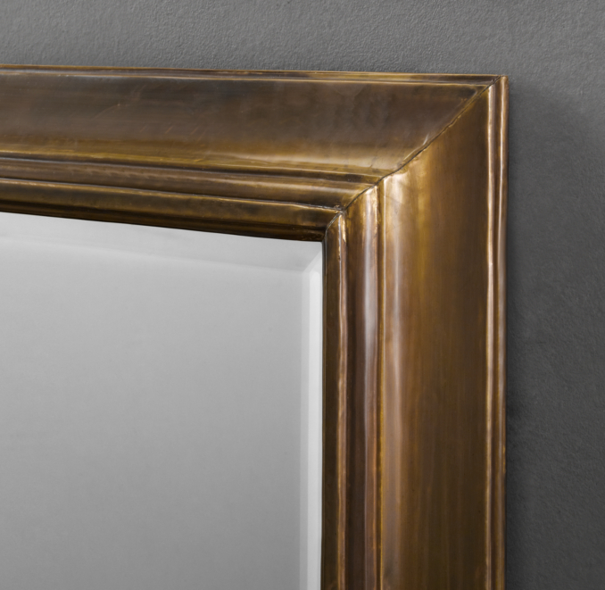 English Aged Brass Leaner Mirror