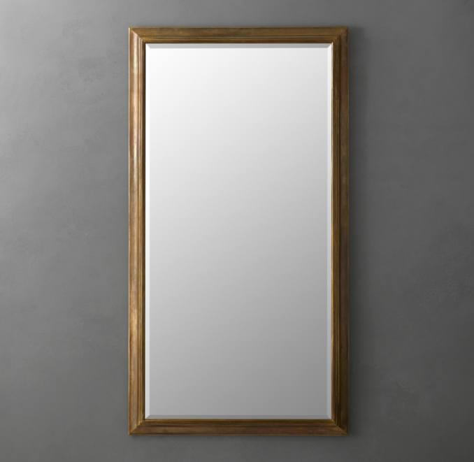 English Aged Brass Leaner Mirror