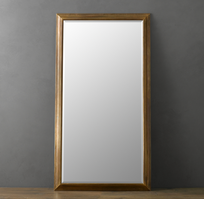 English Aged Brass Leaner Mirror