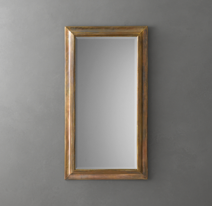 English Aged Brass Mirror