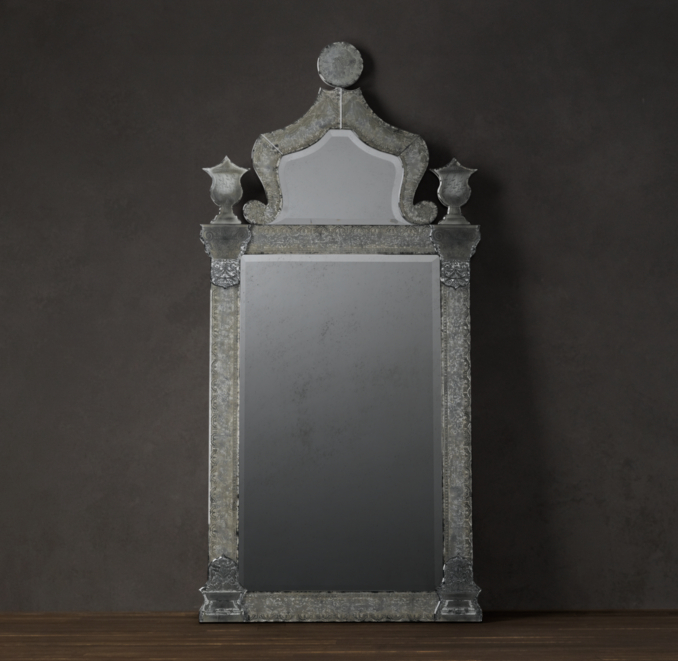19th C. Baroque Ravenna Etched Mirror