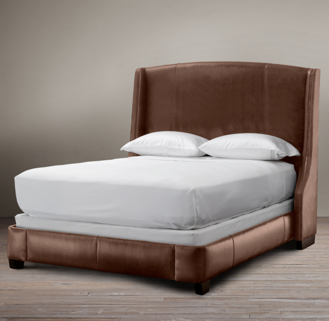 Warner Nailhead Leather 68" Bed without Footboard