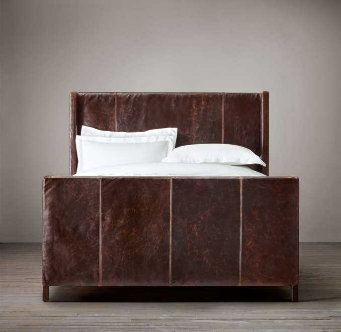 Grayson Leather Sleigh Bed 