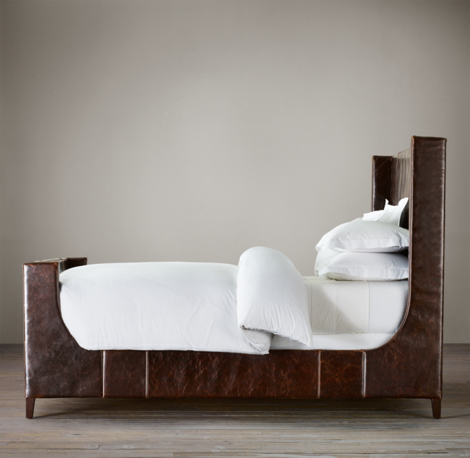 Grayson Leather Sleigh Bed 