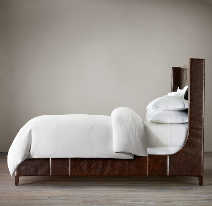 Grayson Leather Sleigh Bed