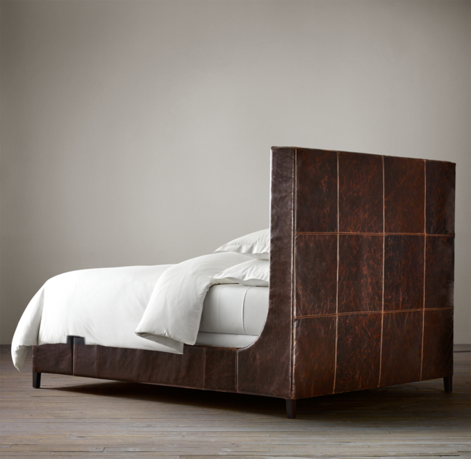 Grayson Leather Sleigh Bed without Footboard