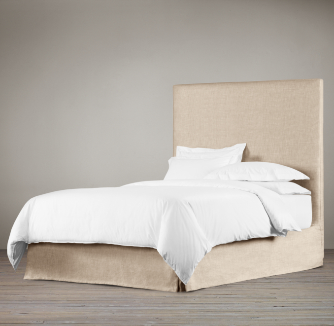 Belgian Slipcovered Parsons 68" Headboard with Bed Skirt