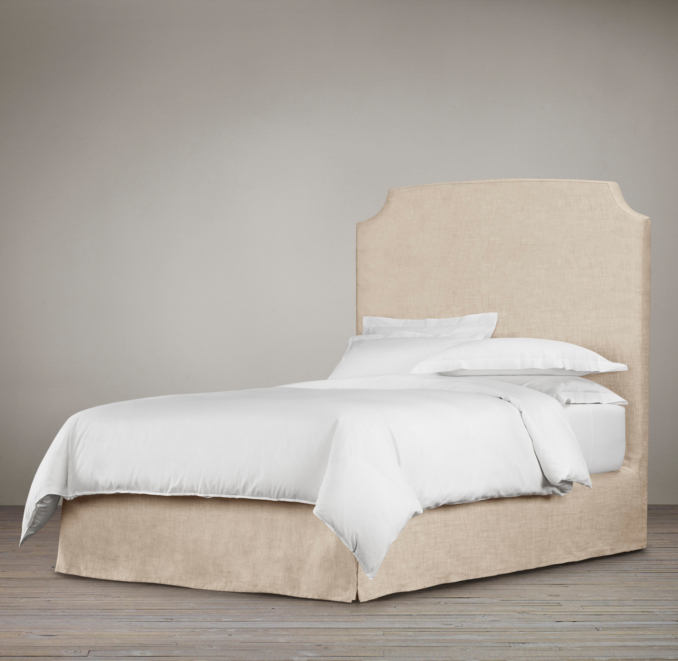 Belgian Slipcovered Slope 68" Headboard with Bed Skirt