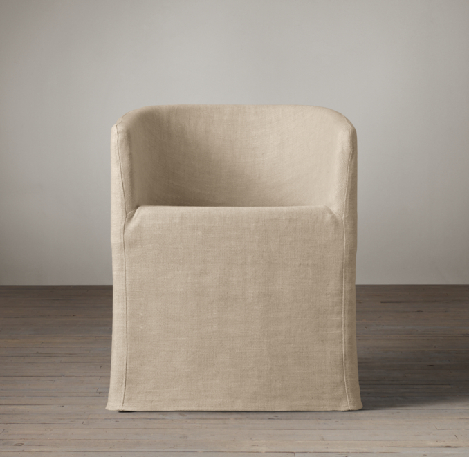 Barrelback Slipcovered Long Skirt Armchair