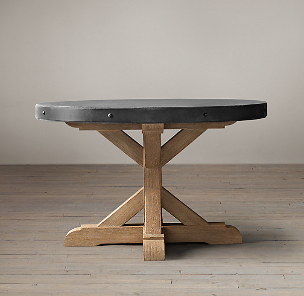 Salvaged Wood & Concrete X-Base Round Dining Table