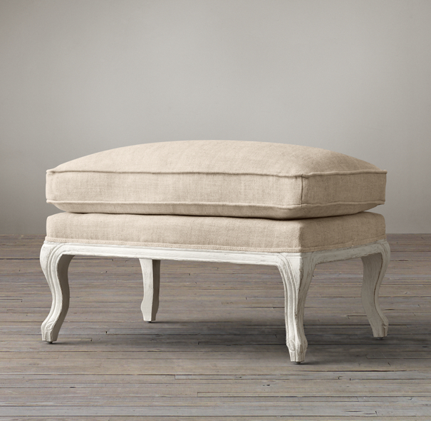 Cabriole Ottoman White  