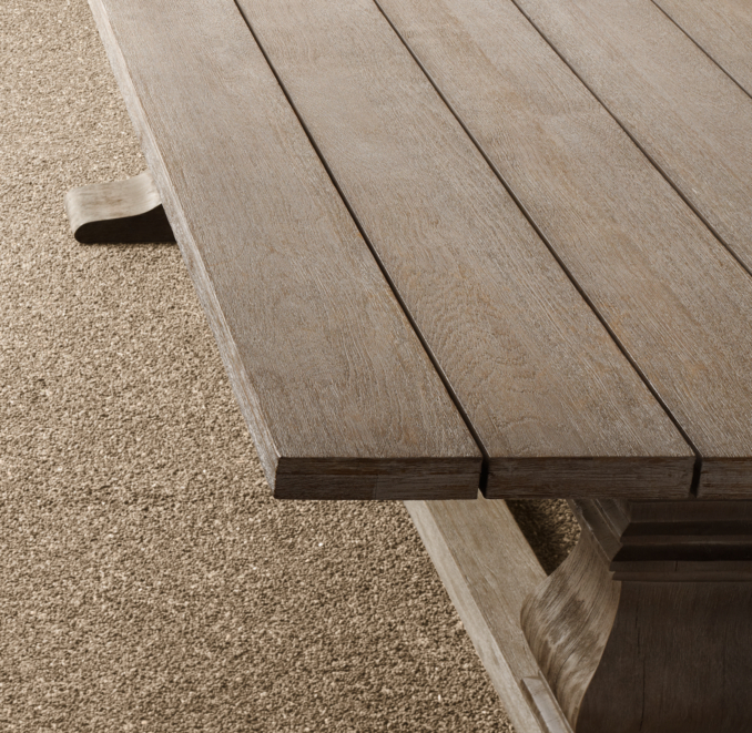 English Trestle Weathered Teak Rectangular Dining Table