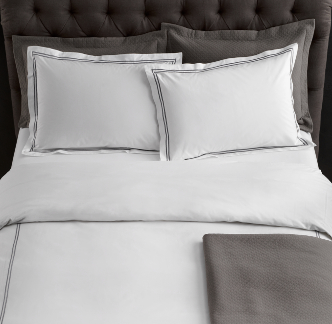 Italian Hotel Satin Stitch White Bedding Swatch