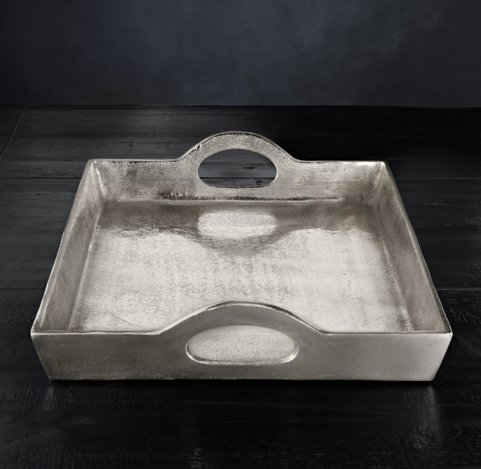 Grand Brasserie Cast Aluminum Large Rectangular Tray - Nickelplated