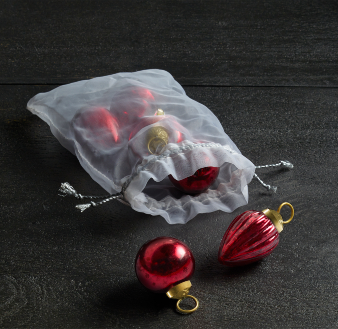 Mini Vintage Hand-Blown Glass Ornament (Set of 6) - Red