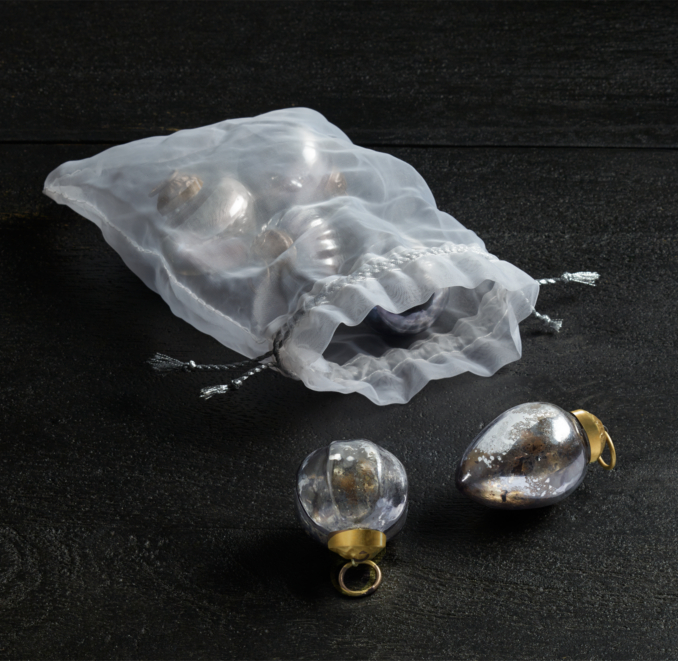 Mini Vintage Hand-Blown Glass Ornament (Set of 6) - Smoke