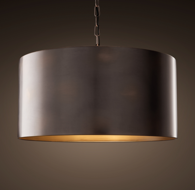 Antiqued Metal Drum Pendant