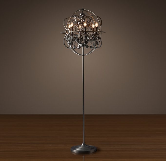 Foucaults Orb Smoke Crystal Floor Lamp