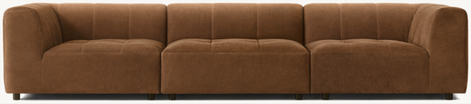 Shown in Italian Veneto Burnt Caramel; sofa consists 2 corner chairs and 1 armless chair.