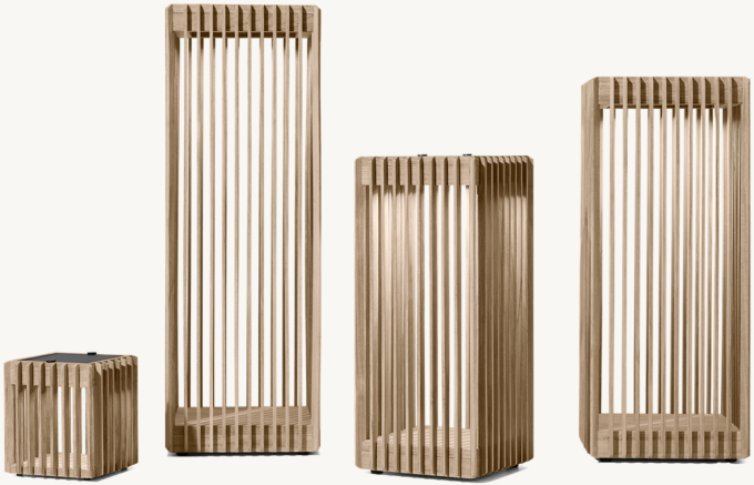 Sizes (left to right) A, D, B and C shown in Weathered Teak.