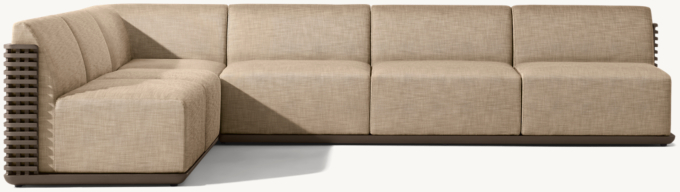 101&#34; sofa shown in Architectural Bronze. Cushion covers (sold separately) shown in Wheat Perennials&#174; Performance Textured Linen Weave. Sectional shown consists of 1 left-arm chair, 1 corner chair, 4 armless chairs and 1 right-arm chair.