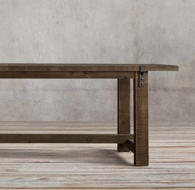 Reclaimed Wood & Zinc Strap Rectangular Dining Table
