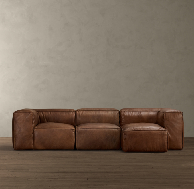 Fulham Leather Right Arm Sofa Chaise Sectional