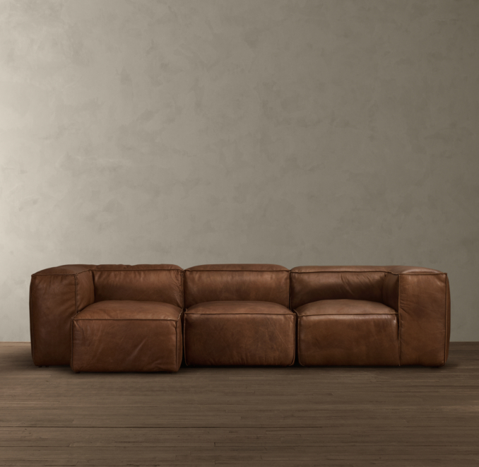 Fulham Leather Left-Arm Sofa Chaise Sectional