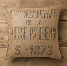 Presse Parisienne Burlap Pillow Cover