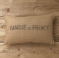 Banque de France Burlap Pillow Cover