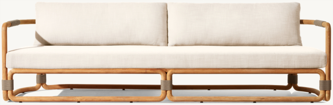 96&#34; sofa shown in Natural Teak. Cushions (sold separately) shown in White Performance Textured Weave.